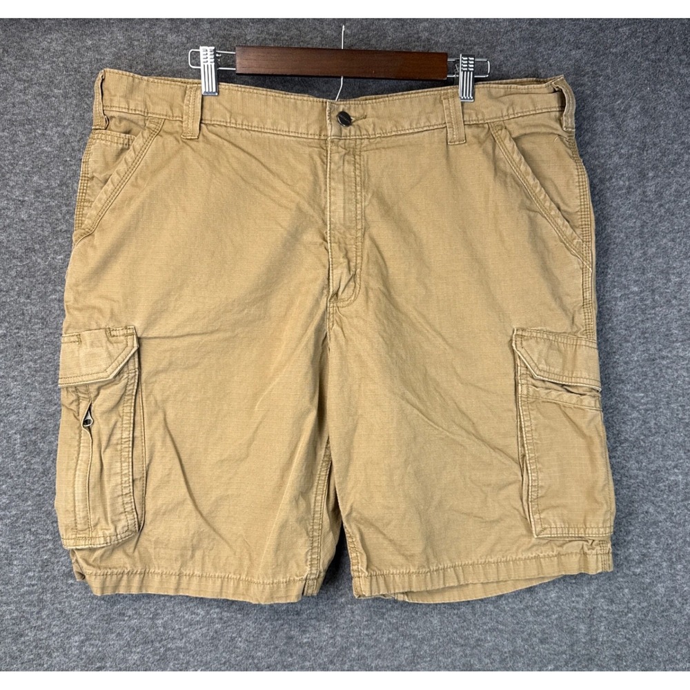 Carhartt Force Relaxed Fit Cargo Shorts Men 40‎ Tan Ripstop Cotton Work Farm 10"